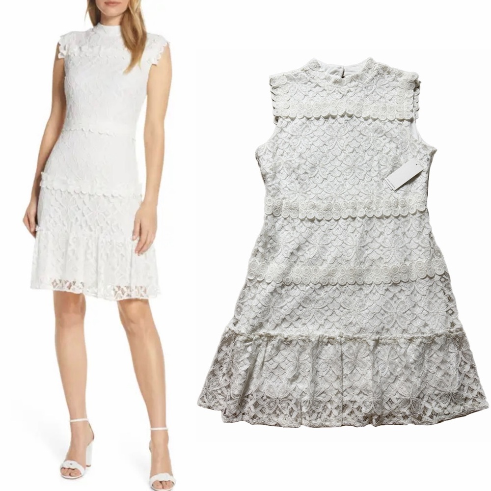 NEW Julia Jordan White Lace Mock Neck Easter Sunday Dress 16 - Picture 1 of 12